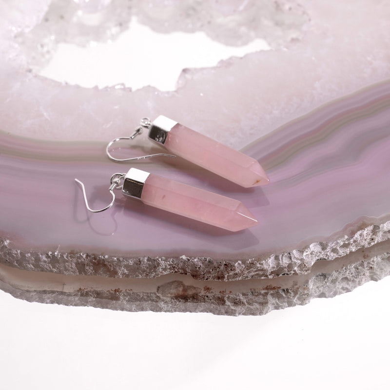 Rose Quartz Point Earrings